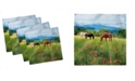Ambesonne Horses Set of 4 Napkins, 18" x 18"
